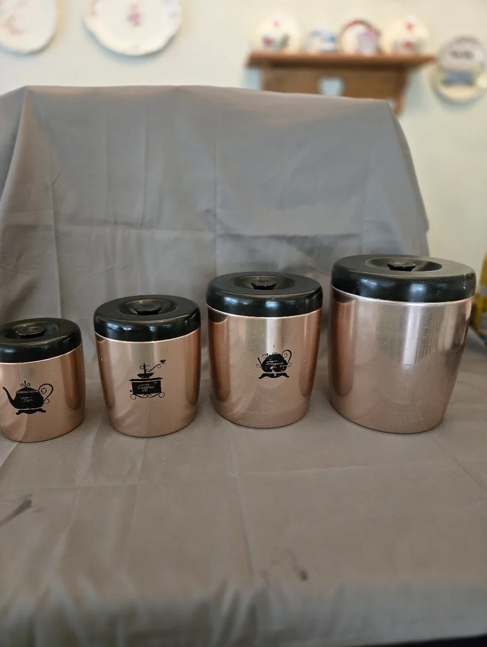 Vintage Aluminum West Bend Kitchen Canisters MCM Retro  4 pc Nesting